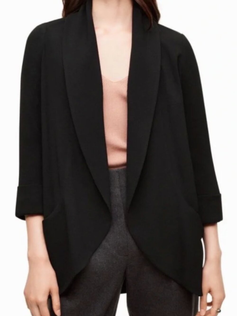 Wilfed Aritzia Chevalier Jacket Black Size 2 open drape loose